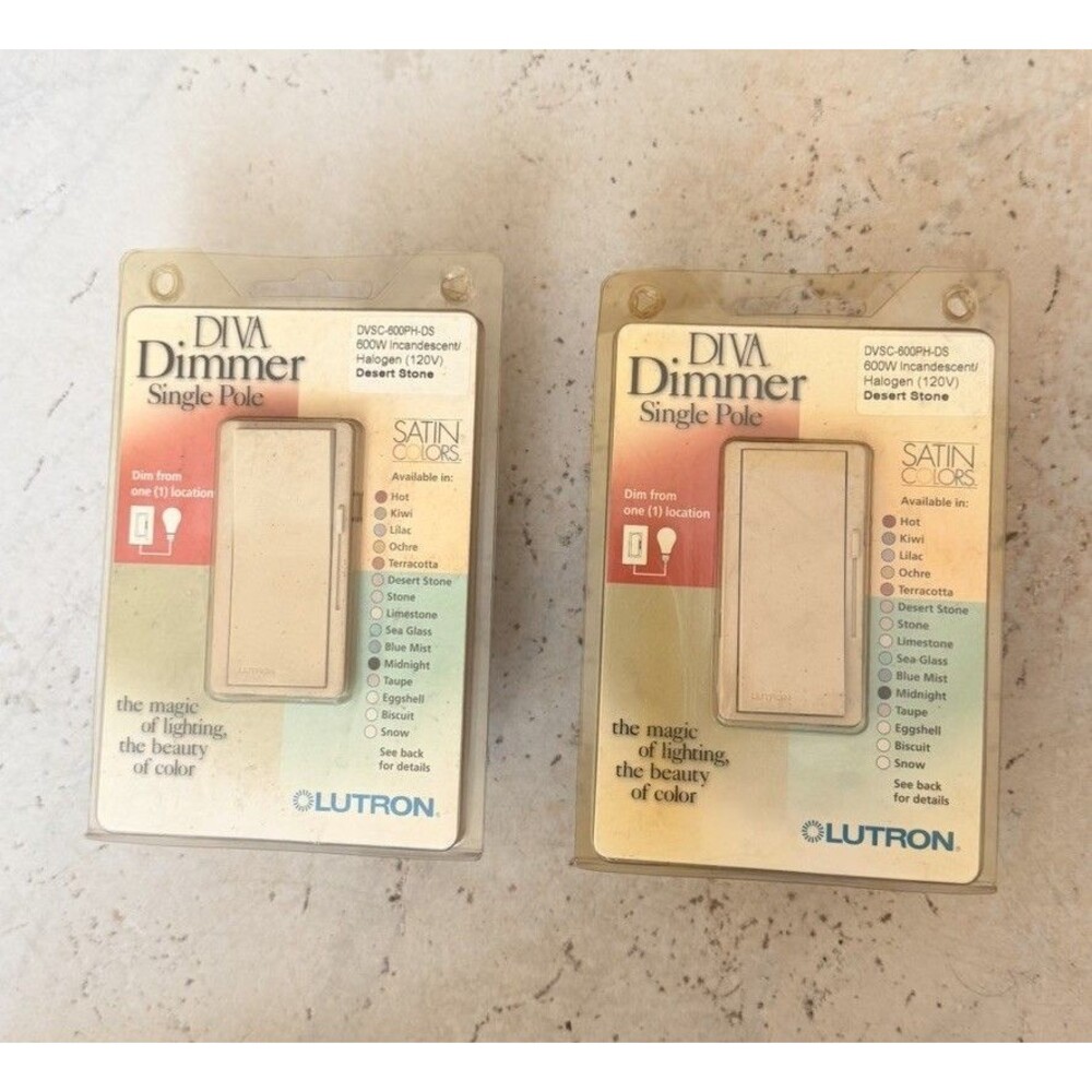 2 Lutron DVSC-600PH-BI Diva Satin Colors 600W Dimmer Biscuit NEW Sealed